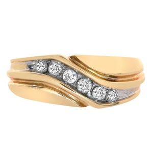 0.20 Carat Round Cut Diamond Men's Ring 14K Gold